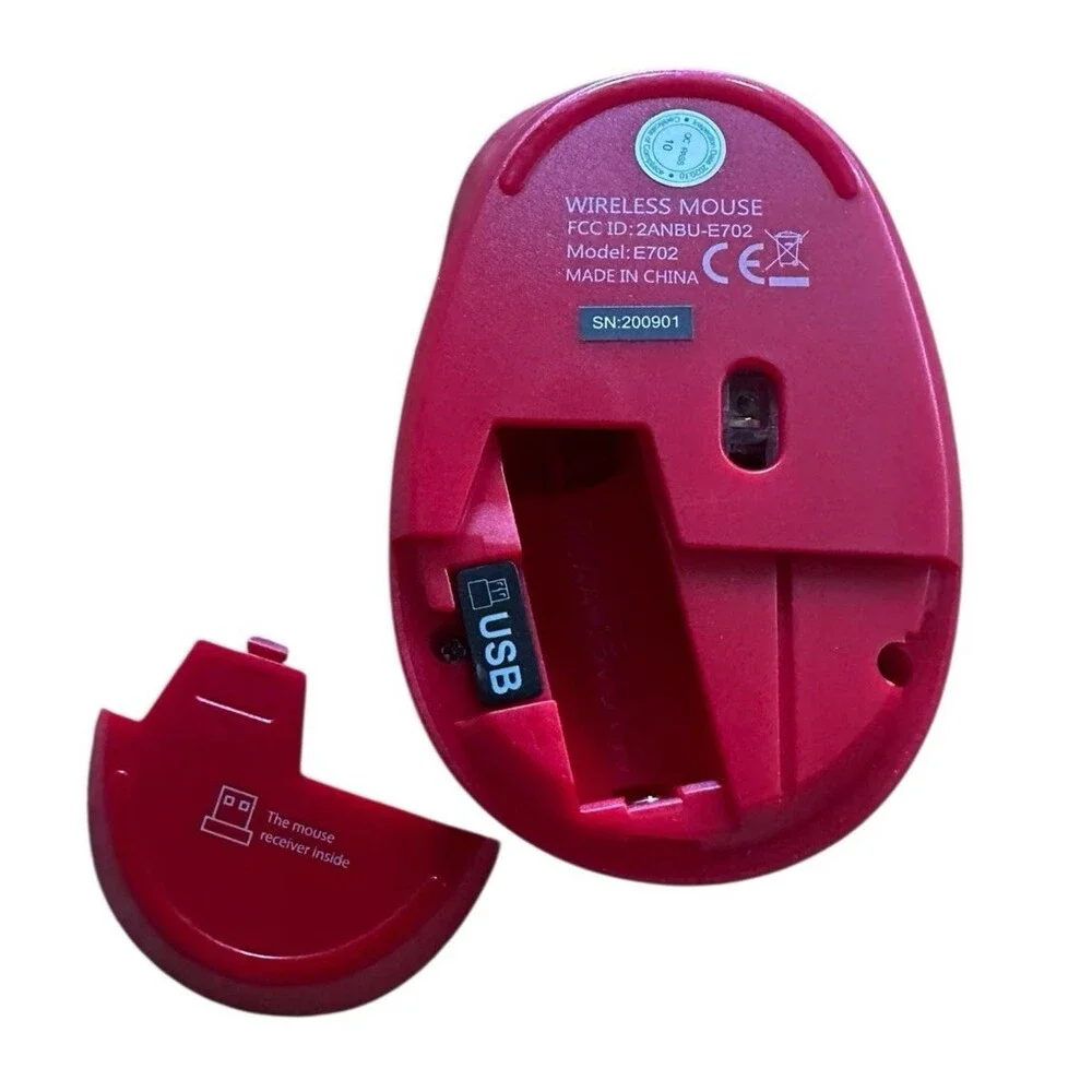 New Red Wireless Mouse for Laptop Silent Portable Computer Mouse by Ratel